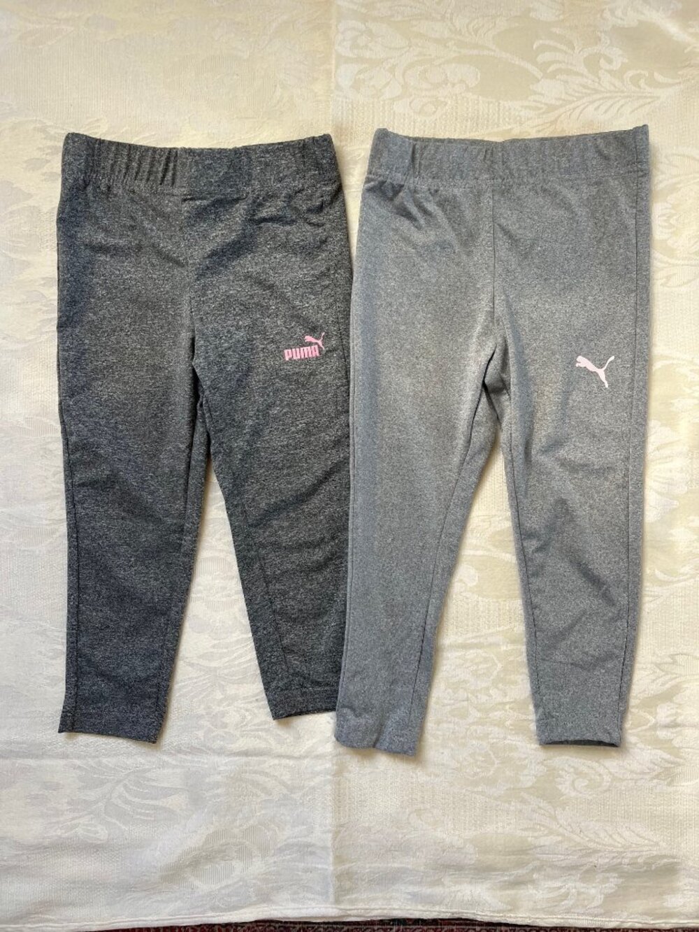 PUMA Girls Heather Grey Active Play Leggings Lot of 2 Pack 24M / 2T